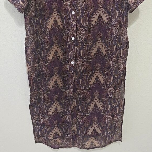 CHAN LUU sheer  Purple Patterned Dress S - Picture 2 of 11